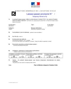 Laissez-passer national - MTOW > 5,7 t (national permit-to-fly)