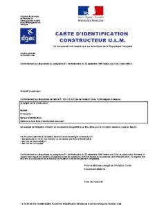 Délivrance initiale de la carte d'identification constructeur d'ULM